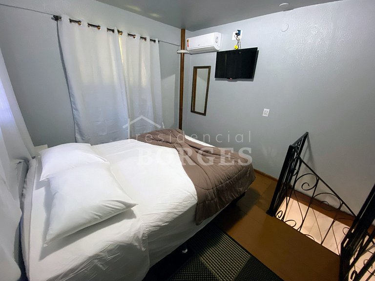 Apartamento com internet, ar condicionado e cozinha equipada